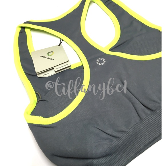 ❤️SOLD❤️ Rock Gray Neon Yellow Racerback Sport Bra - Picture 8 of 11